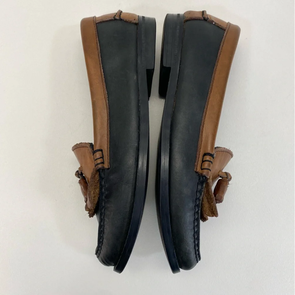 Buckingham Two-Tone Loafers Leather Brown Black Dress Shoe Mens 6.5 Womens 8